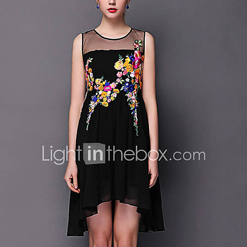 HAND Womens Sleeveless Chiffon Dress