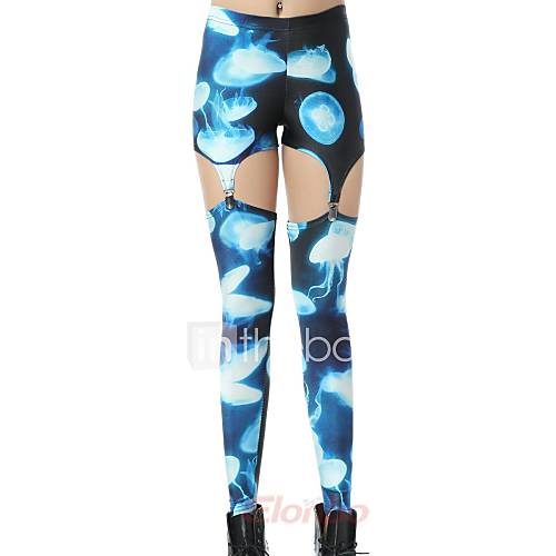 Elonbo Jellyfish Style Digital Painting Tight Women Clip Leggings