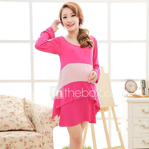 Maternity Long Sleeve Candy Color Two Piece Set Mini Dress