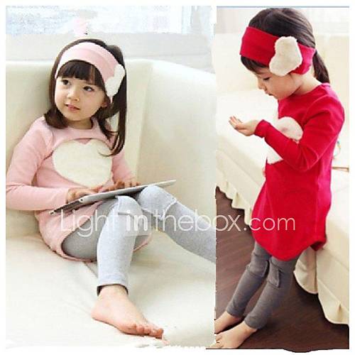 Girls Round Collar Heart Clothing Sets