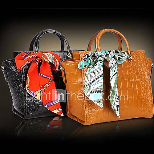 Womens Classical Style Crocodile Pattern Genuine Cowhide Leather Handbags Totes