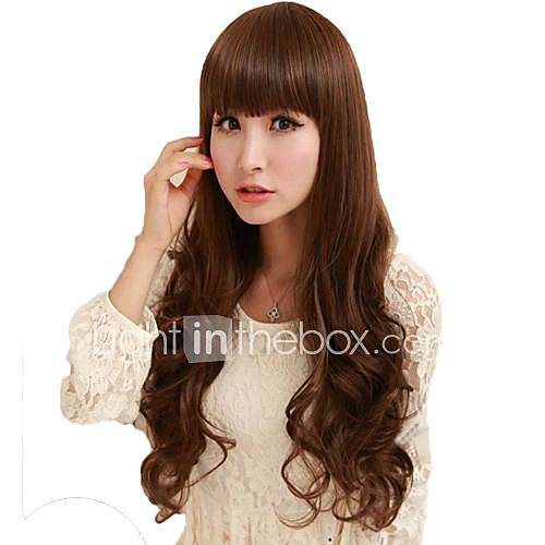 Roll Capless Full Bang Synthetic Stylish Long Wavy Wigs 3 Colors Available