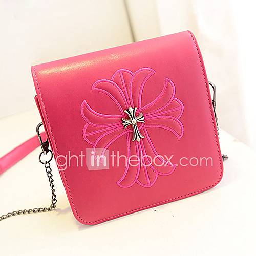 Daidai Womens Vintage Cross Pattern Fuchsia Shoulder Bag