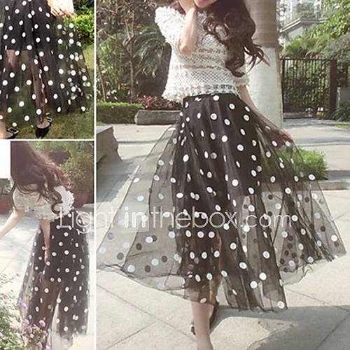 Zhulifang Womens Polka Dots Mesh Dress