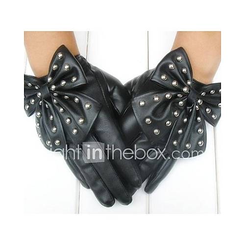 Womens Fashion Rivet Big Bowknot Gloves