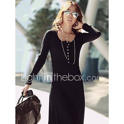 Meitiantian Asymmetrical Casual Ankle Length Dress (Black)