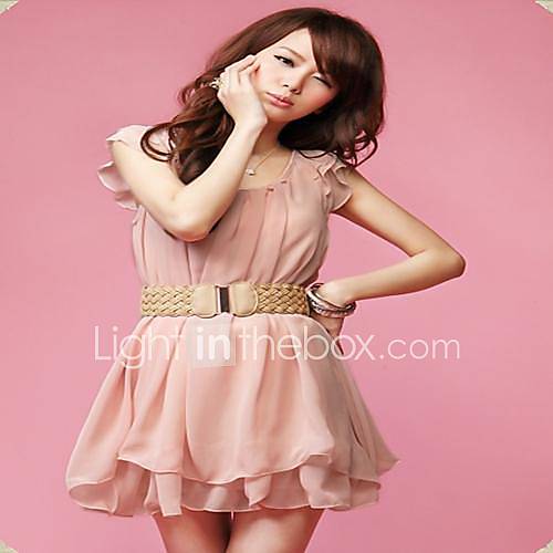 Womens Lotus Sleeve Chiffon Mini Dresses