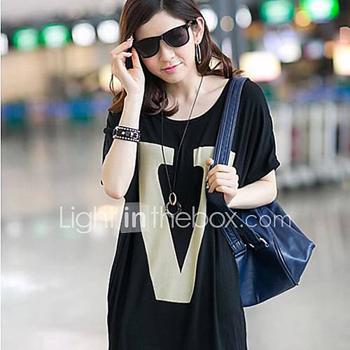 New Summer Large Size Loose Fat MM Korean Modal Short Sleeve Bat Print Casual Shirt