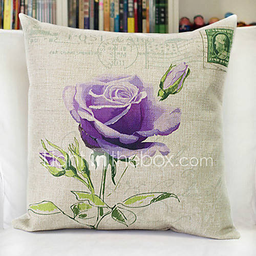 Pinshang Romantic Purple Flower Print Pillow(Screen Color)