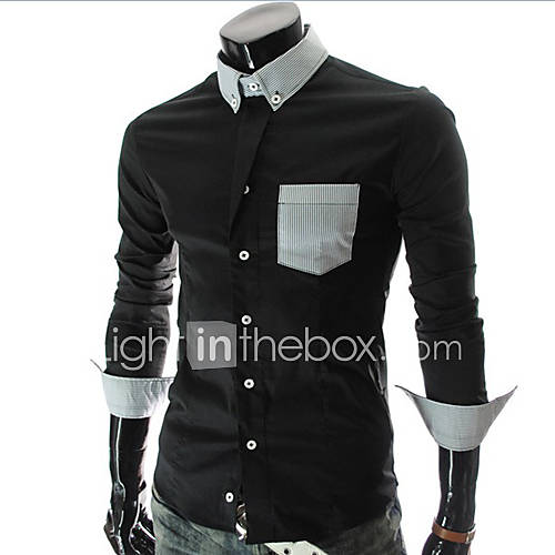 HKWB Casual Cotton Long Sleeve Shirt(Black)