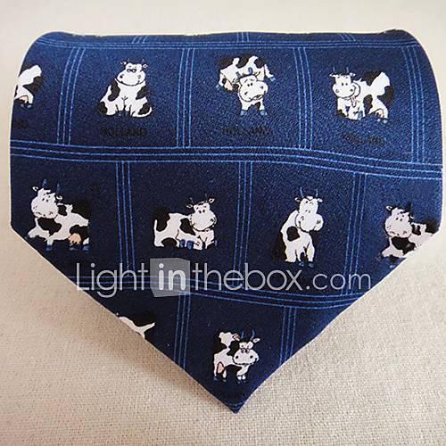 Mens Retro Wool Tie With Cow Pattern