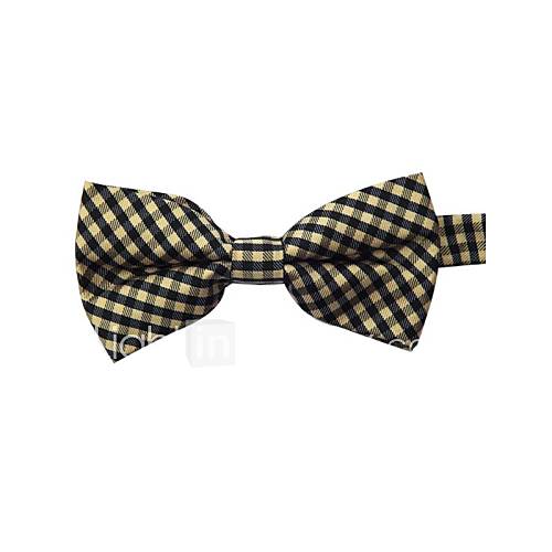 Mens Fashion Khaki Black Grey Plaid Bowtie