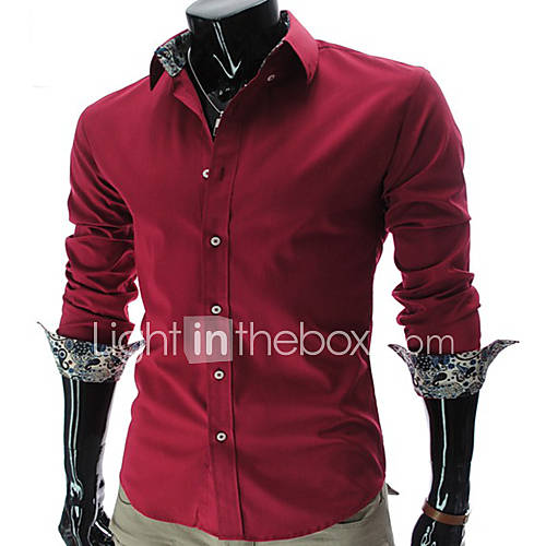 HKWB Casual Slim Long Sleeve Shirt(Red)