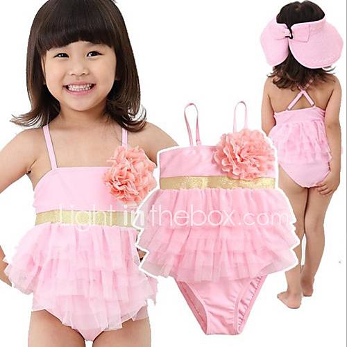 Baby Girls Pink Flower Tutu One piece Swimwear