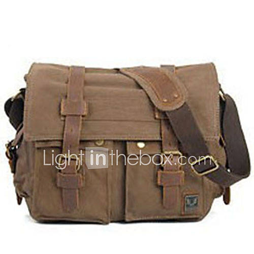 MUCHUANMens Vintage Canvas Leather School Military Shoulder Bag Messenger Bag(Screen Color)