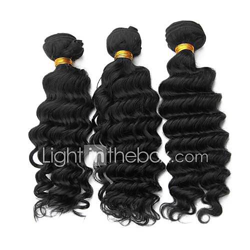 Fashionable Maylaysian Deep Wave Weft 100% Virgin Remy Human Hair Extensions 12 Inch 3Pcs