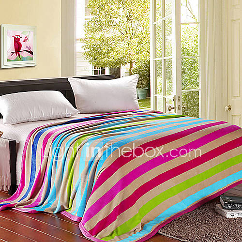 Colorful Stripe Pattern Flannel Blanket