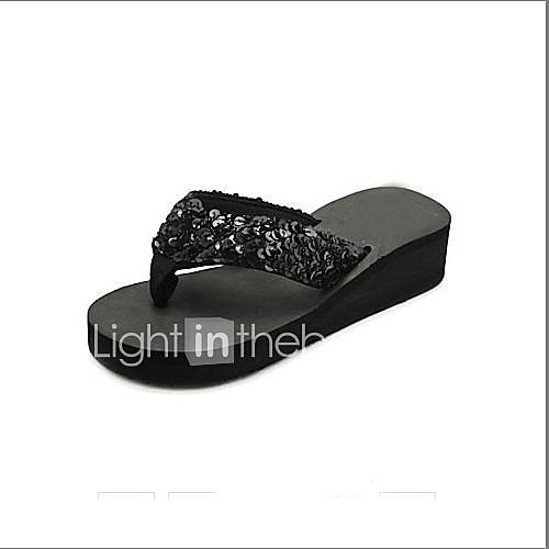 Leatherette Womens Platform Heel Flip Flops Sandals Shoes (More Colors)