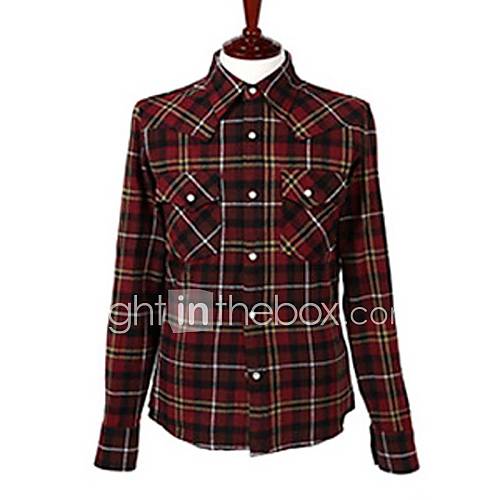 Mens Check Slim long Sleeve Shirt