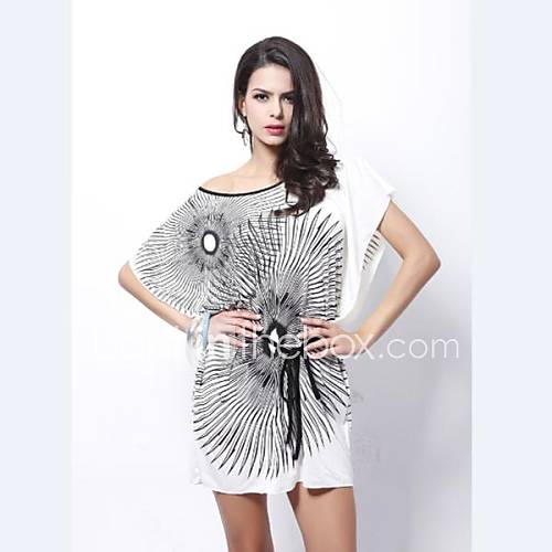 Womens Korean Version Of The Bat Sleeve Sunflowers Mini Dresses