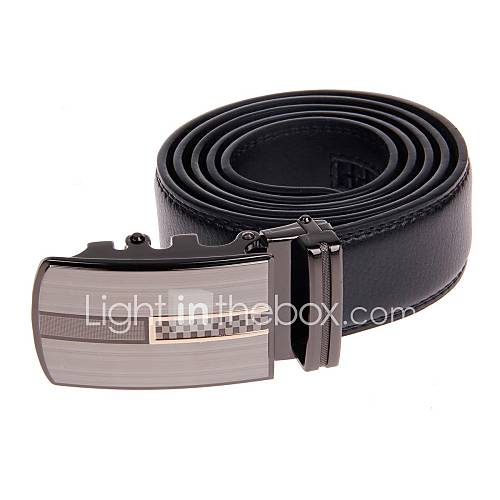 Mens Stylish Cow Split Leather Belt W/ Zinc Alloy Automatic Buckle