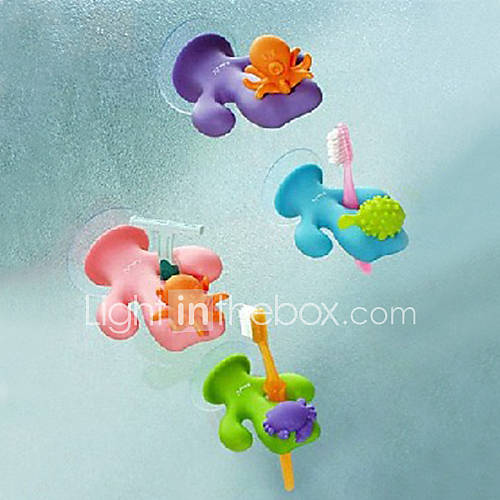 Silicone Coral Shaped Tooth Brush Holder, Random Color, W2cm x L6.5cm x H8.7cm