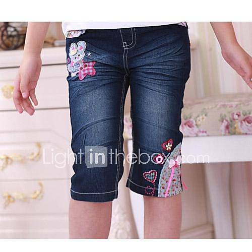 Girls Fashion Floral Print Jeans Lovely Summer Jeans