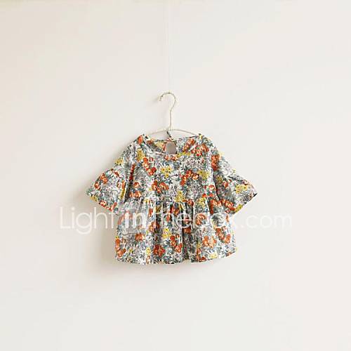 Girls Round Neck Floral Print Blouse