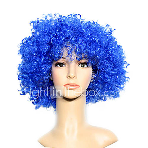 Capless Football Fans Party Wig Blue