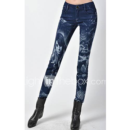 Womens New Spring Beauty Painting Skinny Jeans