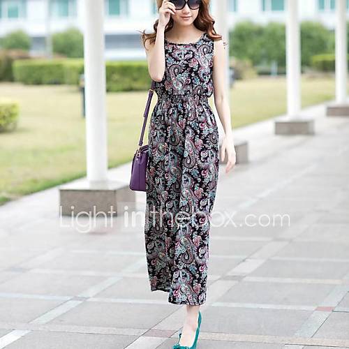 Womens Paisley Print Sleeveless Maxi Dress