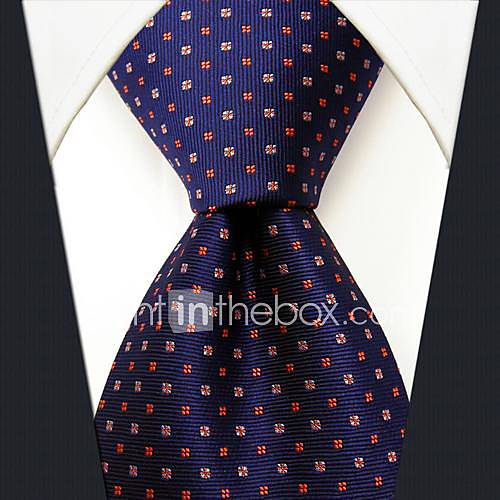 Mens Business Silk Navy Blue Dots Necktie