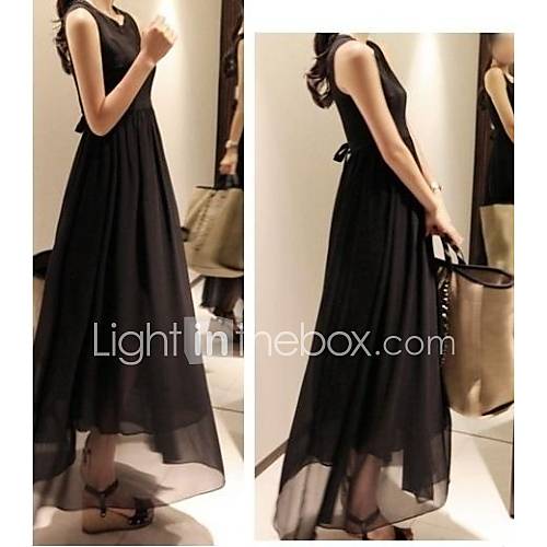 Womens Sleeveless Bohemia Long Beach Chiffon Dress