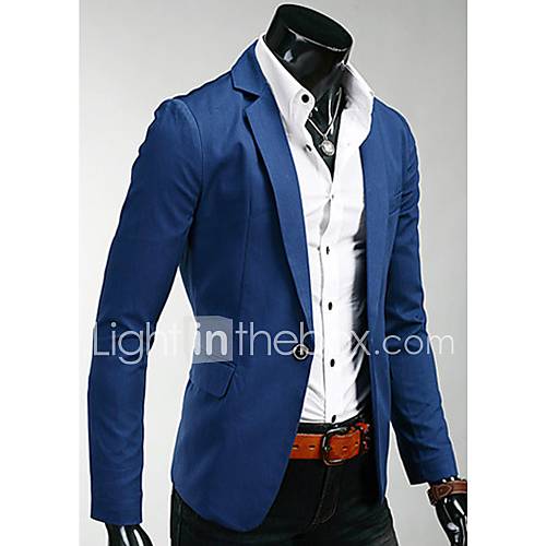 Chaolfs Mens Korean Style Solid Color Slim Leisure Suit (Dark Blue)