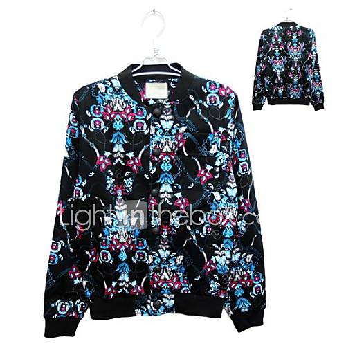 Mens Personality Collar Orchid Printing Outerwear