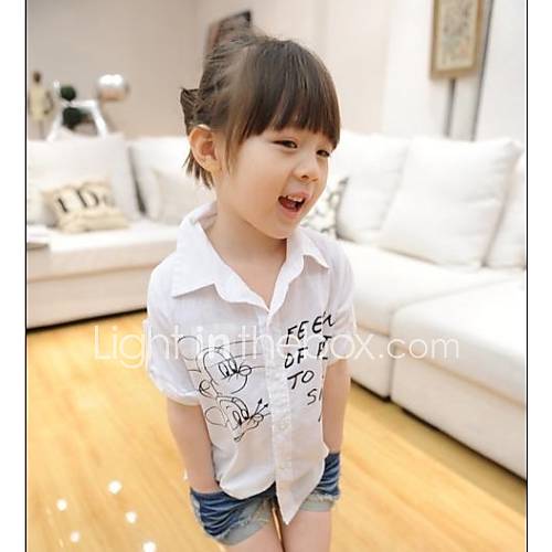 Girls Mickey Pattern Long Sleeve Loose Shirt