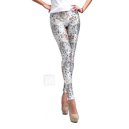 Elonbo Long Bo Point Style Digital Painting Tight Women Leggings