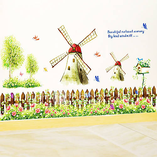 Botanical Windmill Garden Wall Stickers