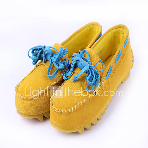 Womens Lovely Bow Simple Solid Color Flat Shoes(Yellow)