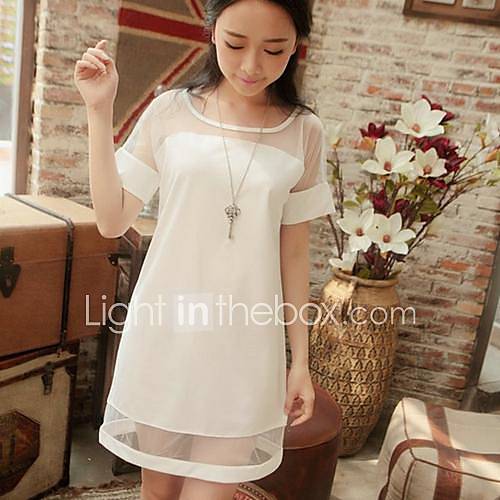 Womens Large Yard Stitching Net Yarn Mini Dresses