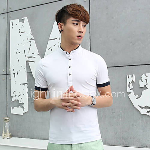 Senyue Mens Korean Slim Fit Short Sleeve T Shirt (White)