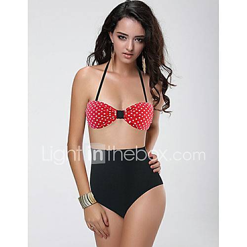 Topmelon Womens High Waist Halter Bikini T131D