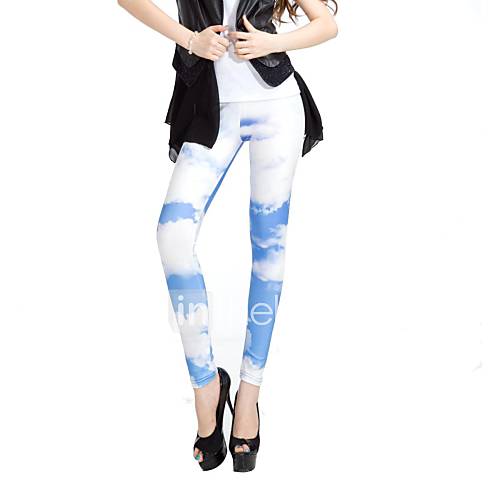 Elonbo The Blue Sky And White Clouds Style Digital Painting Tight Women Leggings