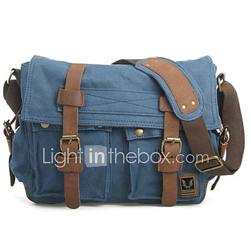 MUCHUANMens Vintage Canvas Leather School Military Shoulder Bag Messenger Bag(Screen Color)