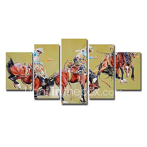 Hand Painted Oil Painting People Knight with Stretched Frame Set of 5