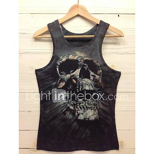 Mens 3D Series Skeleton Pattern Printing Tight Movement Vests