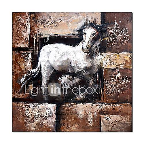 Hand Painted Oil Painting Animal Abstract Horse with Stretched Frame