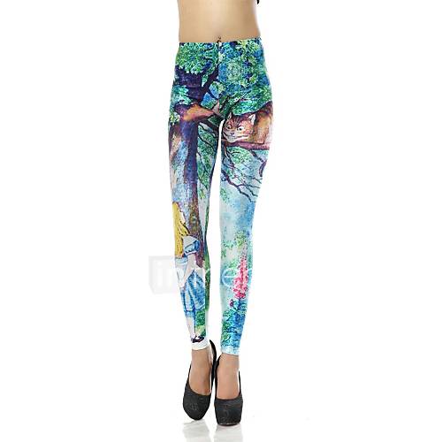 Elonbo Fashion Cute Alice Style Digital Painting Tight Women Leggings