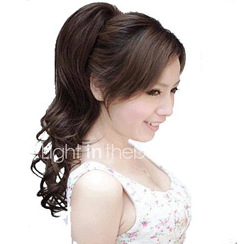 Long Stylish Girls High Quality Synthetic Light Brown Wavy Ponytail Hairpiece