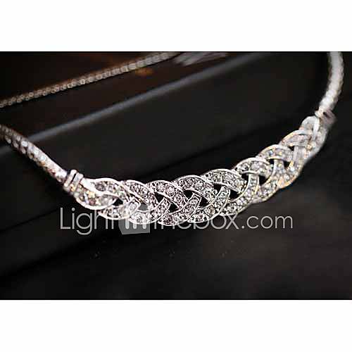 Shining Korean Elegant Alloy Full Diamond Necklace (Silver)